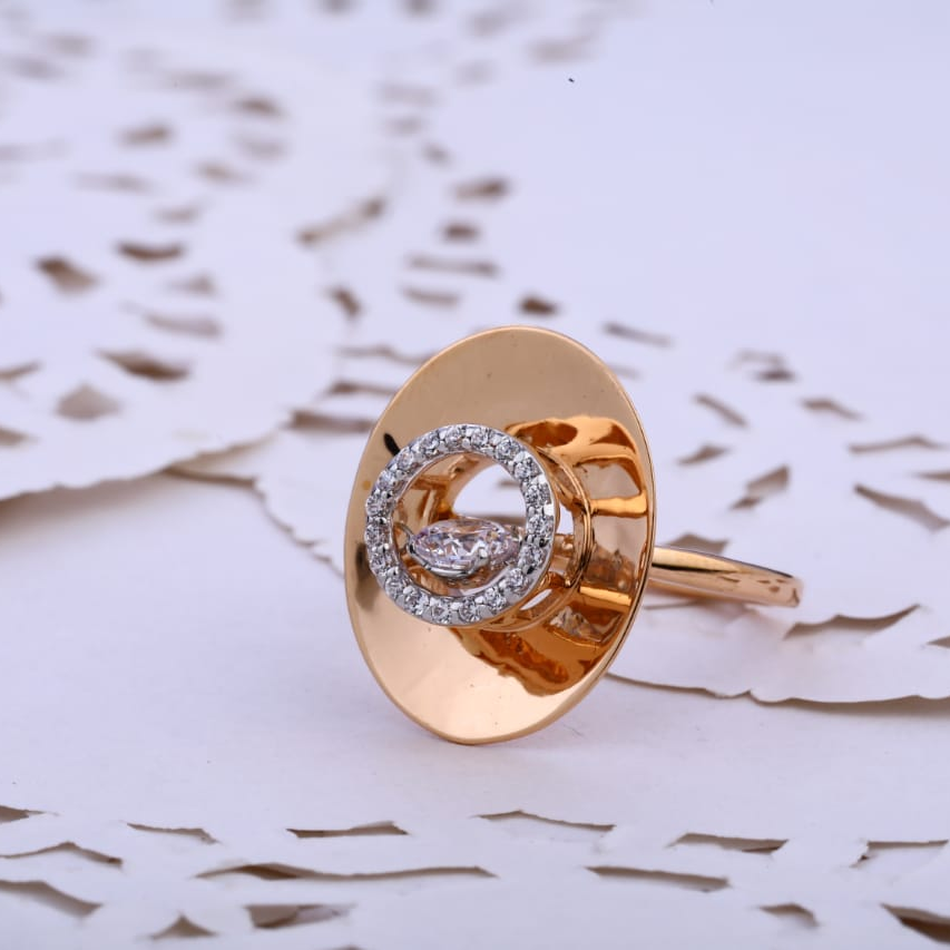 750 Rose Gold Cz Stylish Ladies Ring RLR800