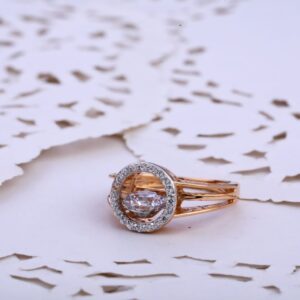 750 Rose Gold Cz Fancy Ladies Ring RLR788