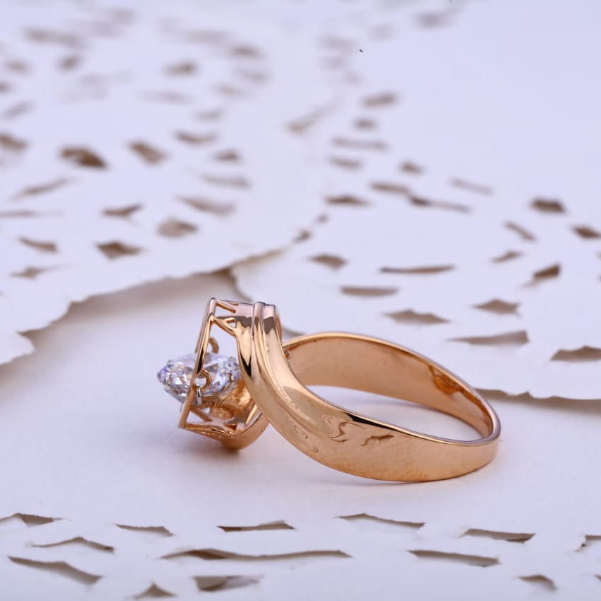 750 Rose Gold Cz Exclusive Ladies Ring RLR787 - Image 2