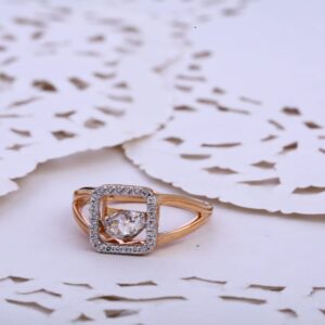 750 Rose Gold Cz Delicate Ladies Ring RLR786