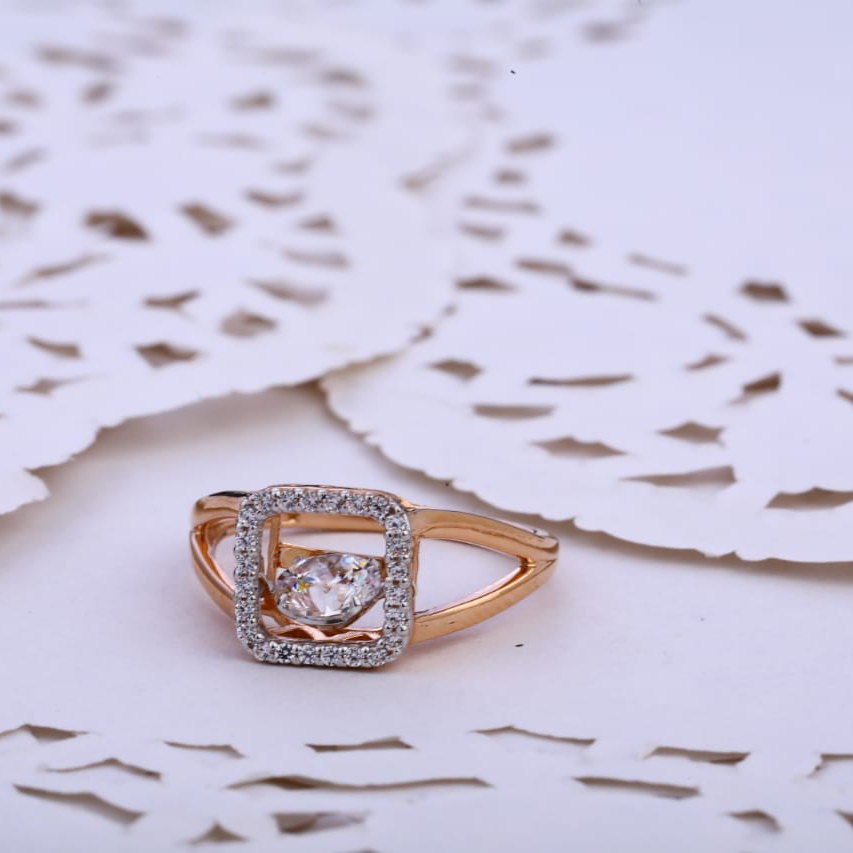 750 Rose Gold Cz Delicate Ladies Ring RLR786