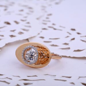 750 Rose Gold Cz Designer Ladies Ring RLR785