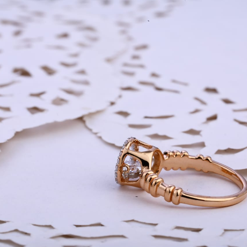 750 Rose Gold Cz Classic Ladies Ring RLR784 - Image 2