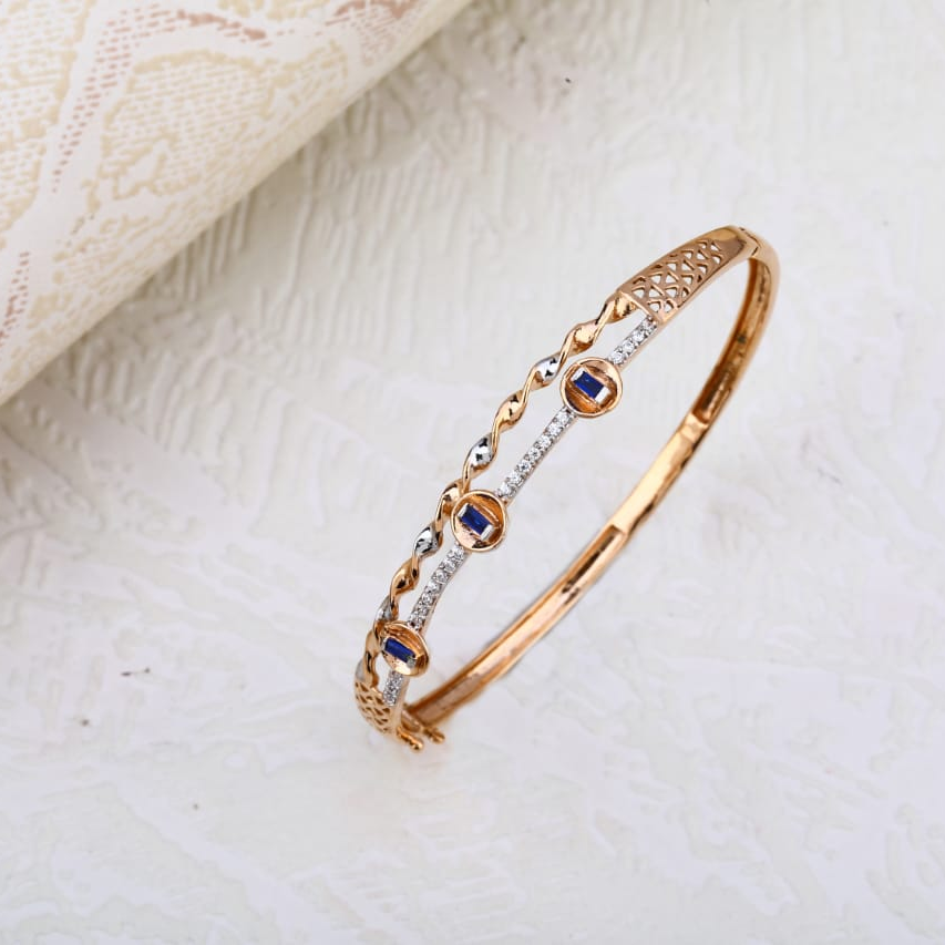 750 Rose Gold Ladies Fancy Kada Bracelet RLKB328