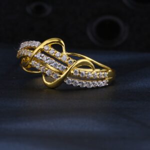 916 Gold Ladies Fancy CZ Plain Ring LR1394