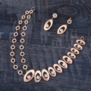 750 Rose Gold CZ Classic Ladies Necklace set RN330