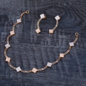750 Rose Gold CZ Ladies Necklace set RN331