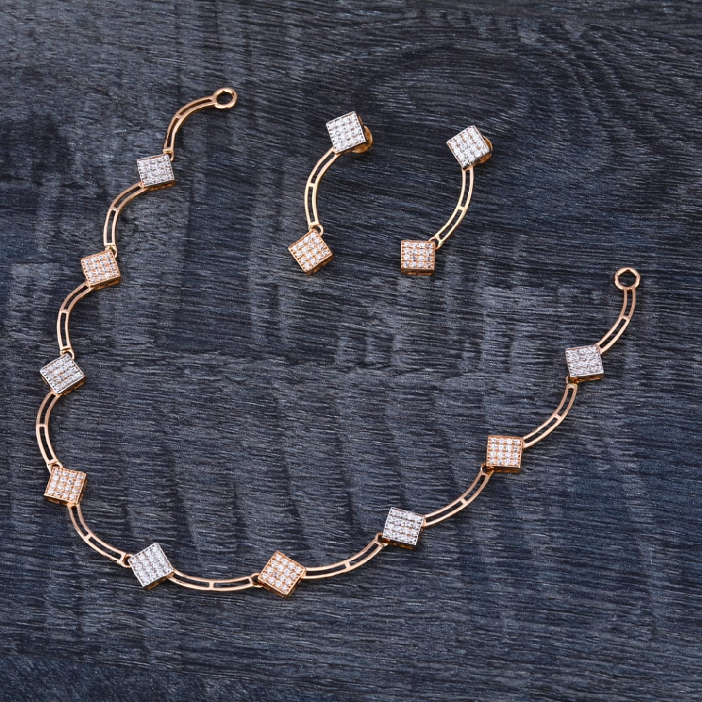 750 Rose Gold CZ Ladies Necklace set RN331