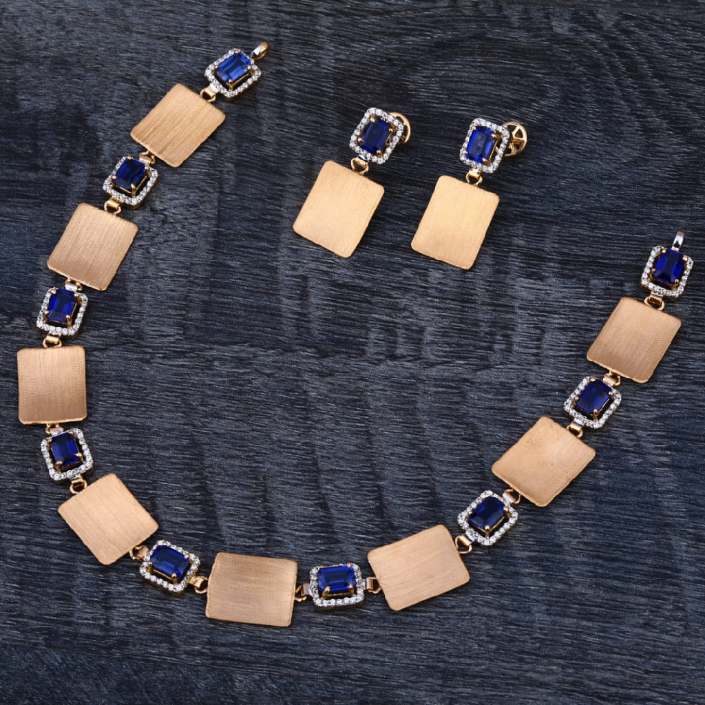 750 Rose Gold Hallmark Stylish Ladies Necklace set RN332