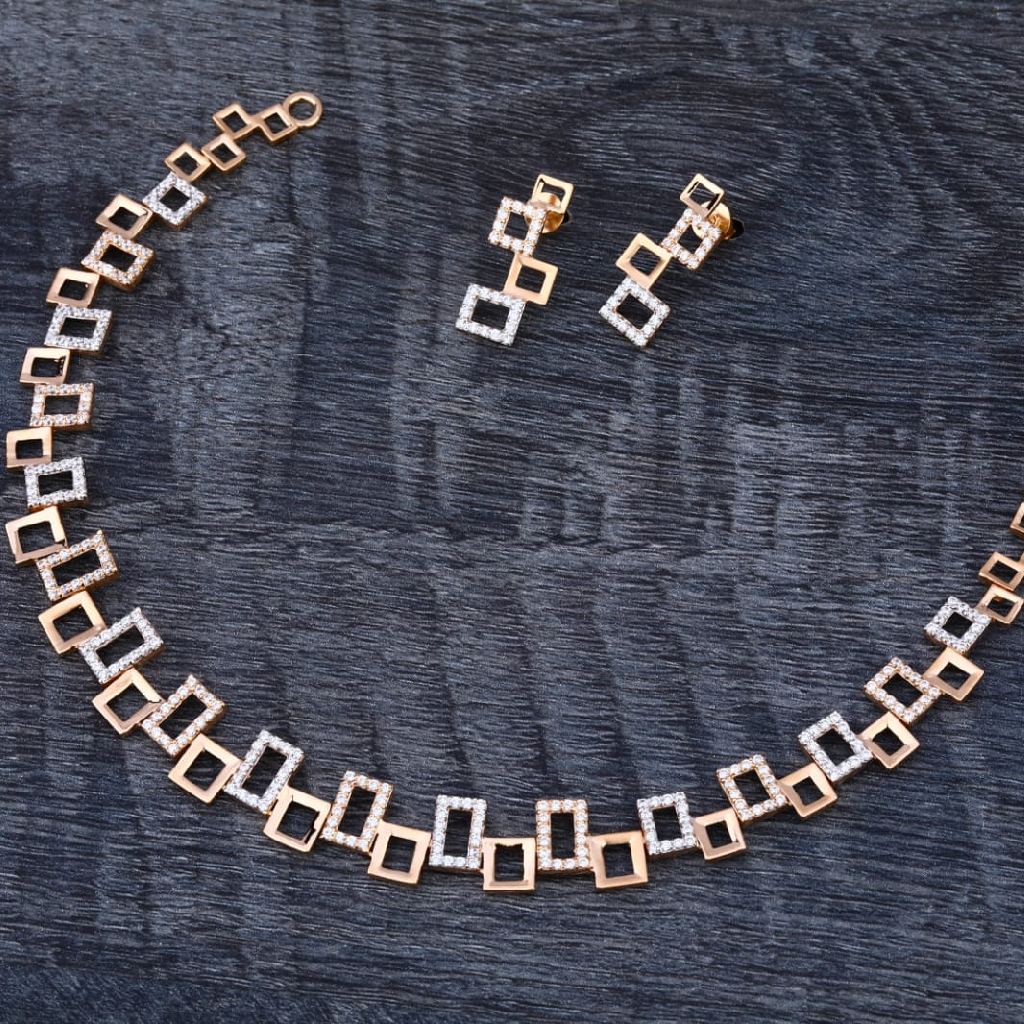 750 Rose Gold Hallmark Gorgeous Ladies Necklace set RN333