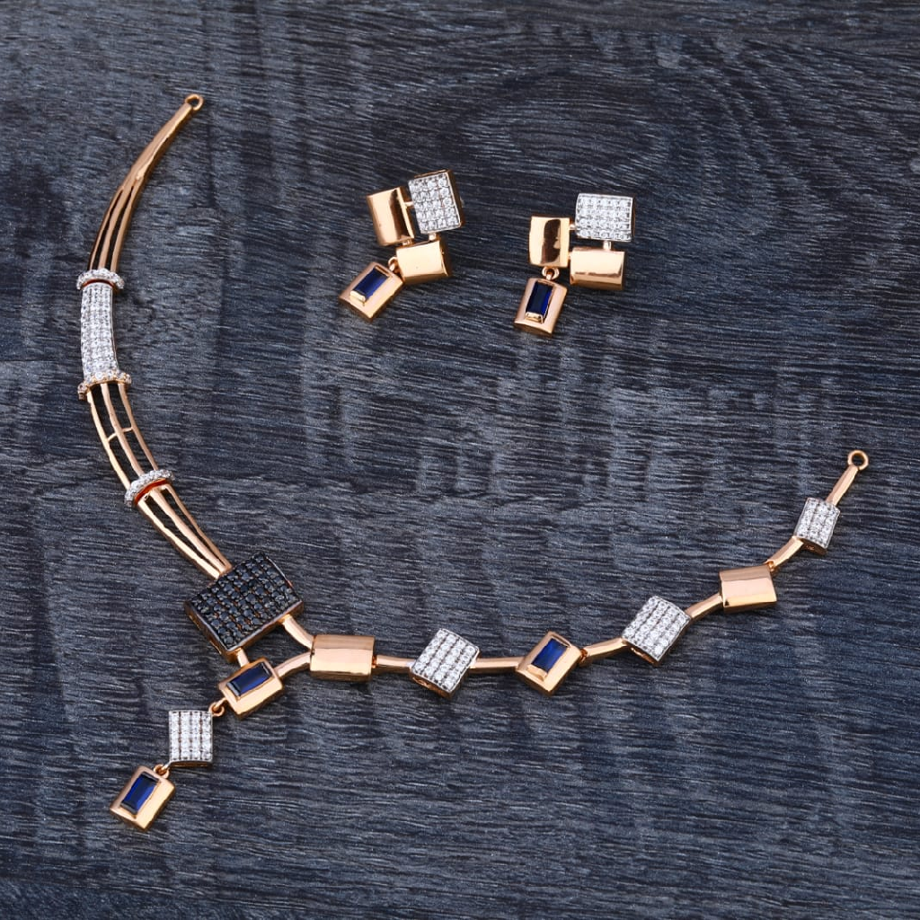 750 Rose Gold Ladies Designer Necklace Set RN336