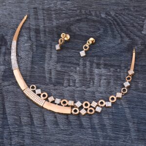 750 Rose Gold Hallmark Designer Ladies Necklace set RN337