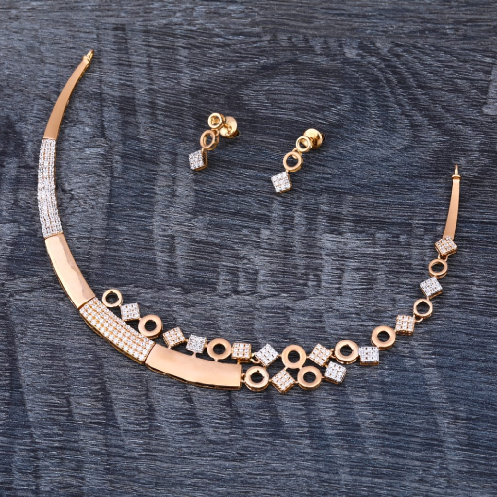 750 Rose Gold Hallmark Designer Ladies Necklace set RN337