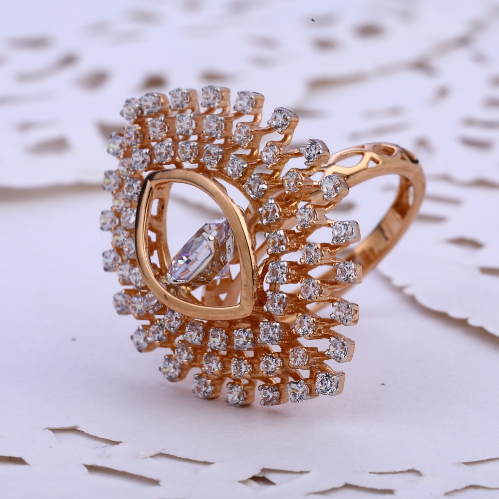 18CT  Rose Gold CZ Fancy Ladies Ring RLR769