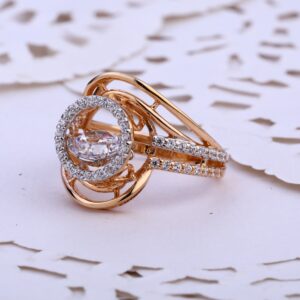 18CT  Rose Gold CZ Classic Ladies Ring RLR765
