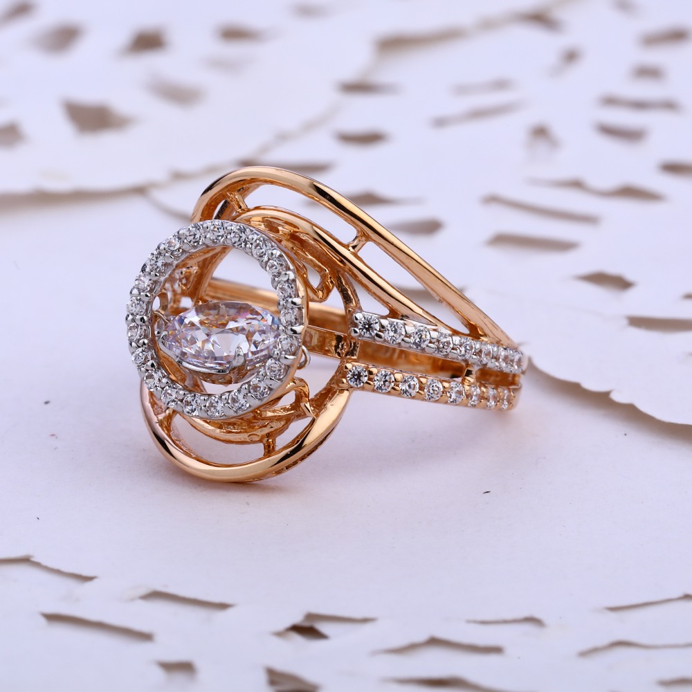 18CT  Rose Gold CZ Classic Ladies Ring RLR765