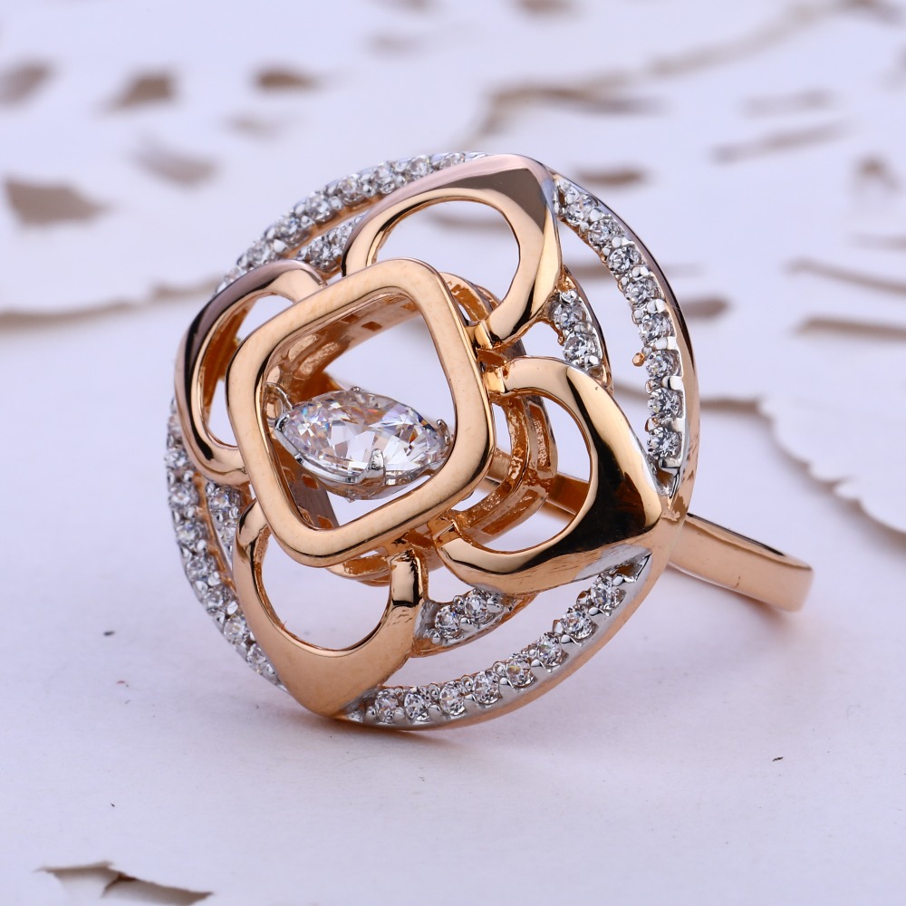 18KT Rose Gold Hallmark Stylish Women's Ring RLR763