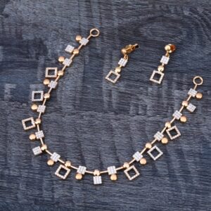 18KT Rose Gold Cz Ladies Classic Necklace Set RN322