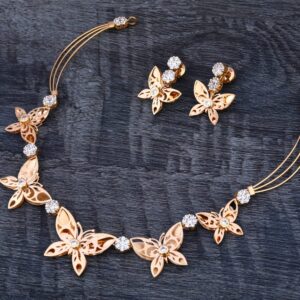 18KT Rose Gold Cz Ladies Necklace Set RN323