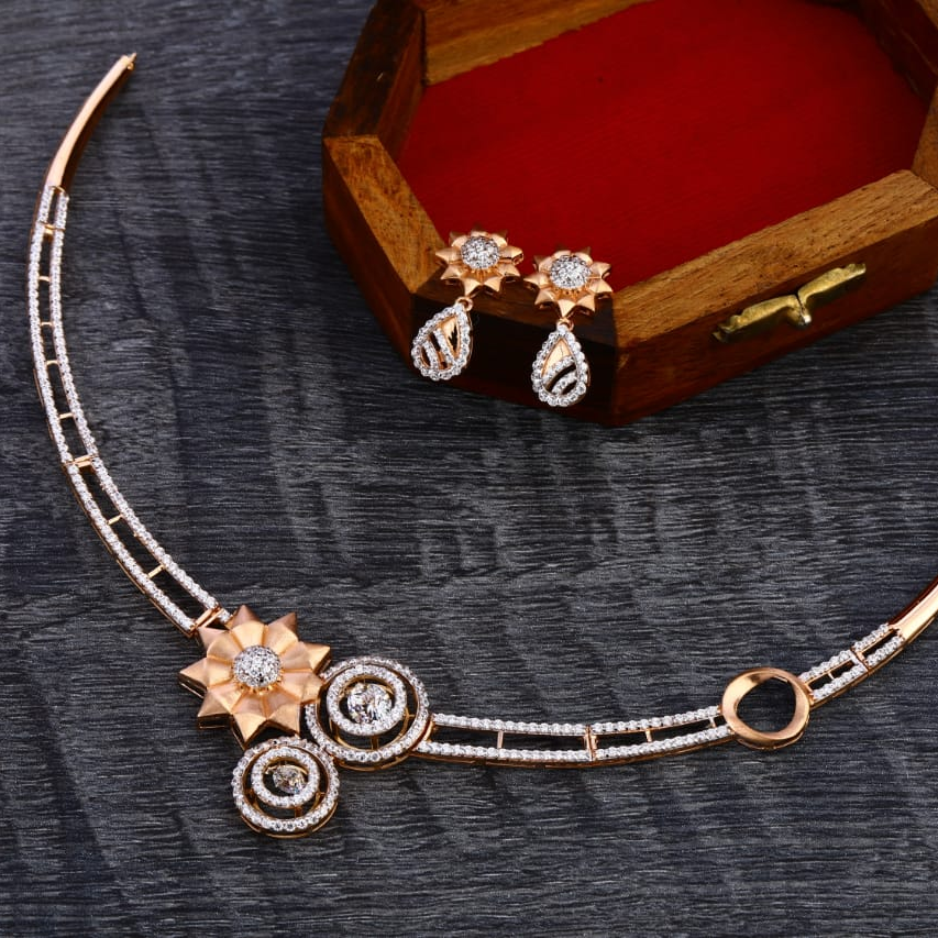 750 Rose Gold Stylish Ladies Necklace Set RN325