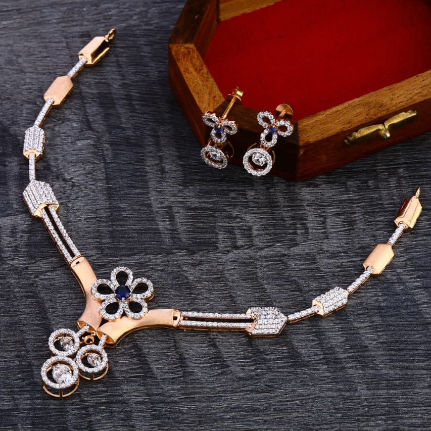 750 Rose Gold Hallmark Fancy Ladies Necklace Set RN326