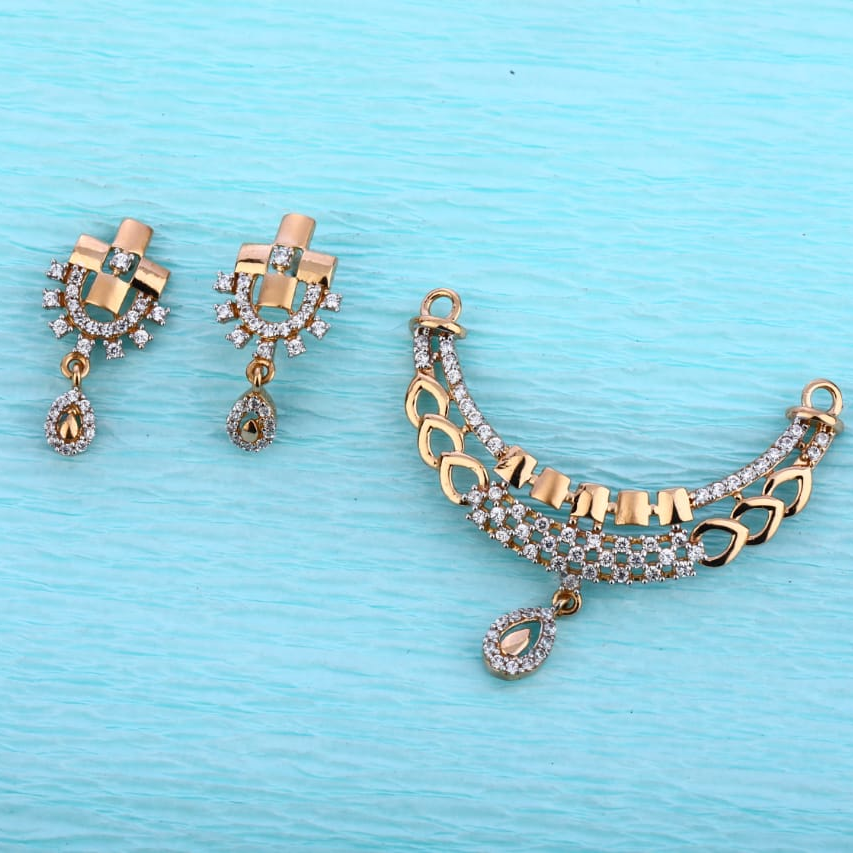 750 CZ Rose Gold Fancy Mangalsutra Pendant RMPN130