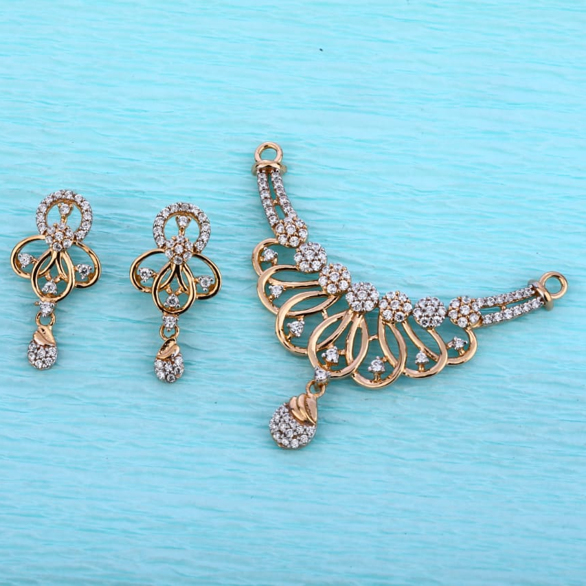 750 CZ Rose Gold Designer Mangalsutra Pendant RMPN133