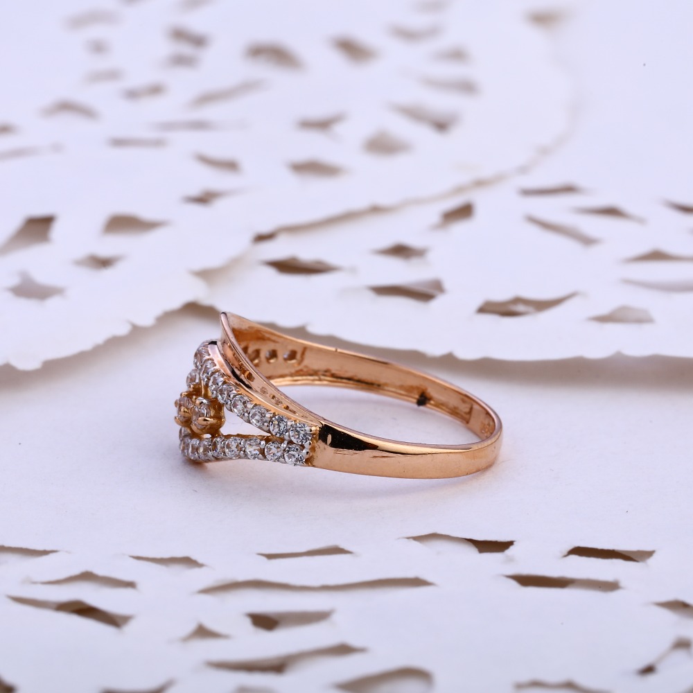 18KT CZ Rose Gold Stylish Ring RLR858 - Image 2