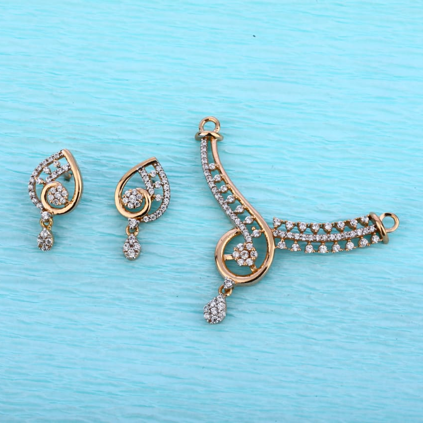 750 CZ Rose Gold Classic Mangalsutra Pendant RMPN134