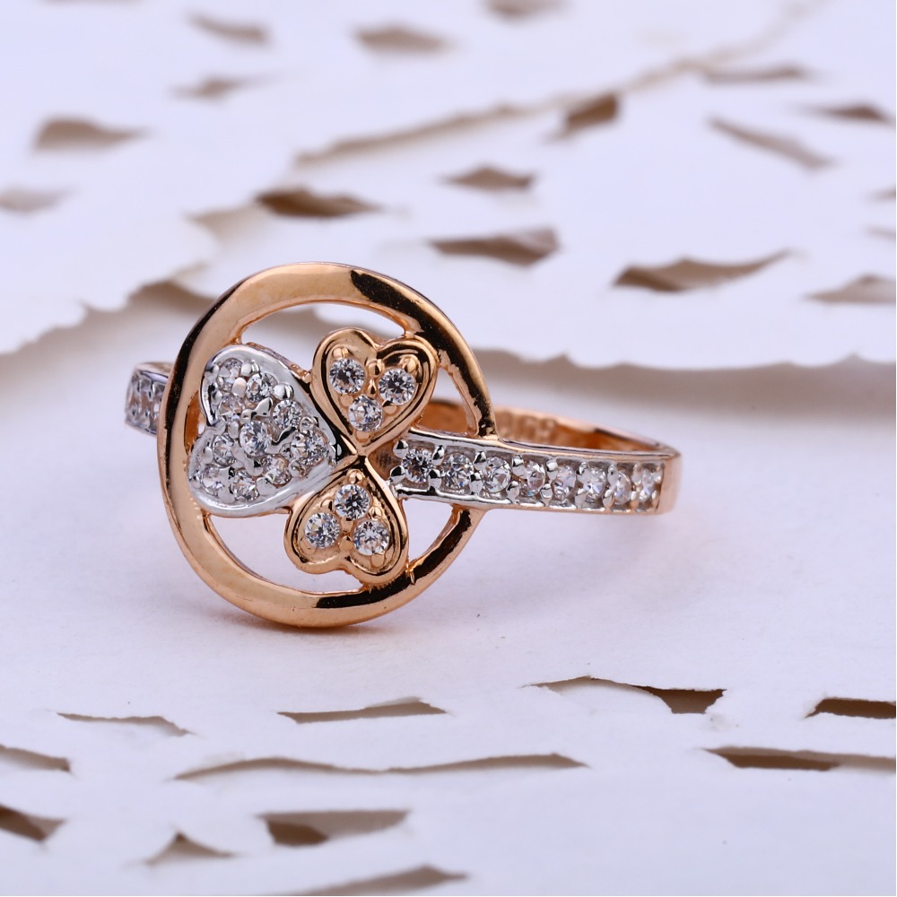 18KT CZ  Rose Gold Designer Ladies Ring RLR837