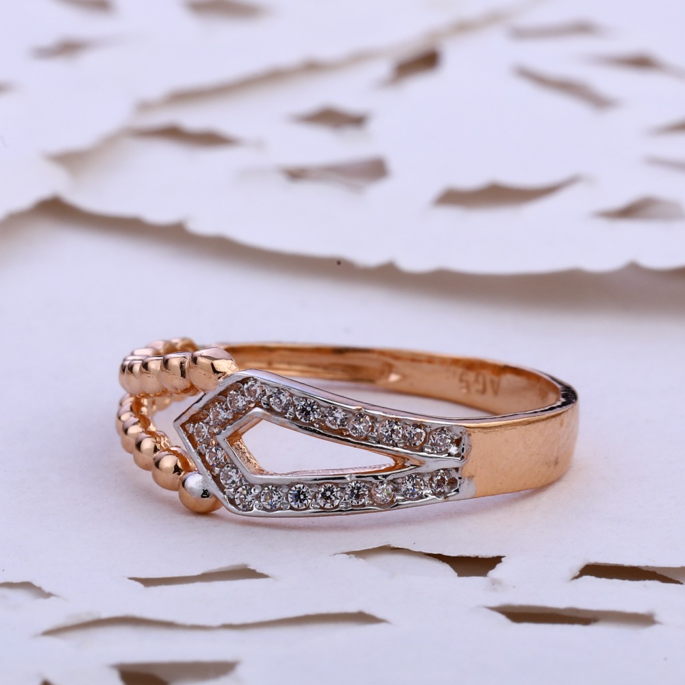 750 CZ  Rose Gold  Stylish Women's Ring RLR834
