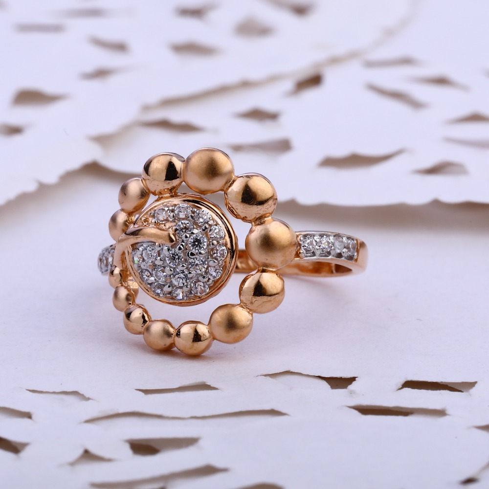 750 CZ  Rose Gold Fancy Women's Ring RLR832