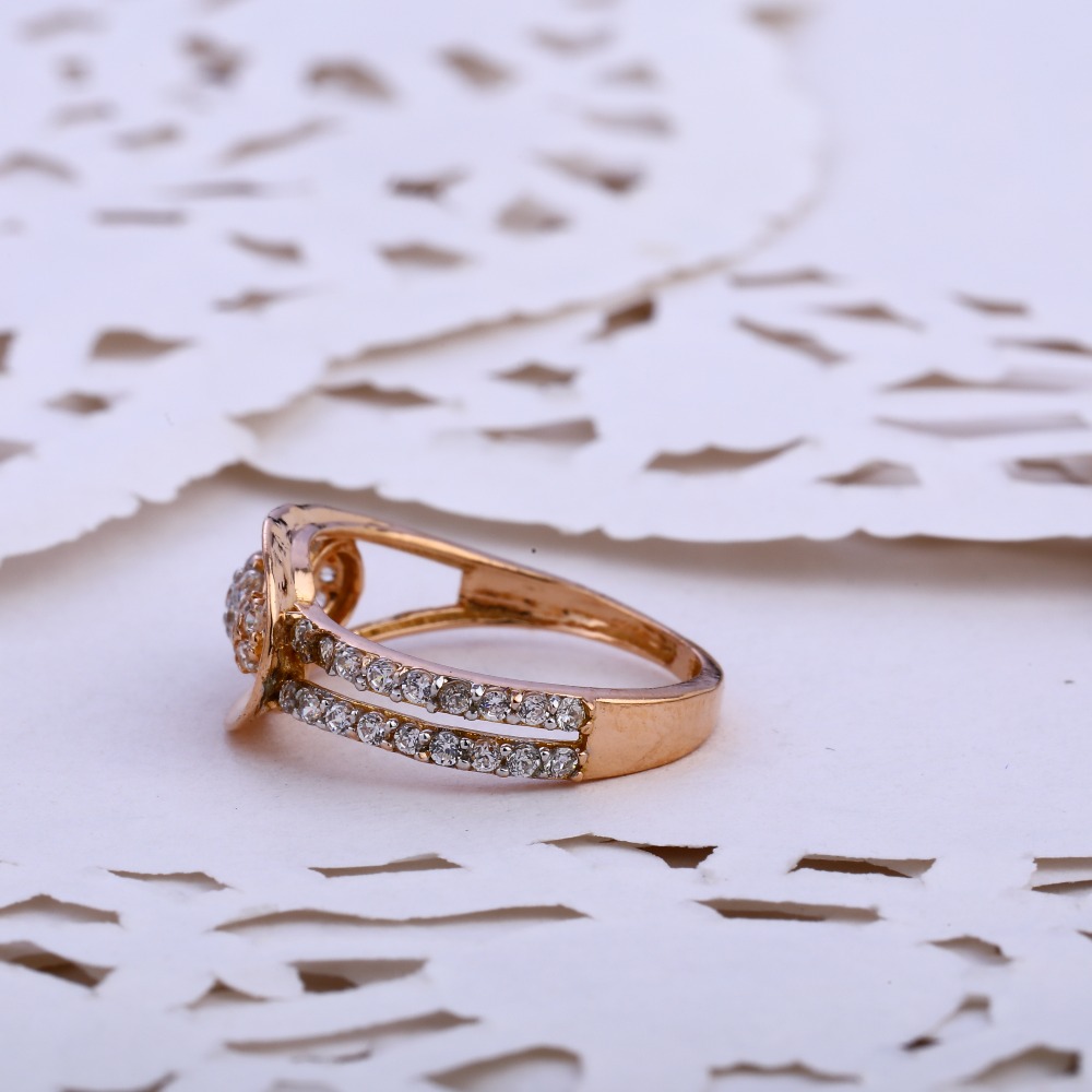 750 CZ  Rose Gold Classic Women's Ring RLR828