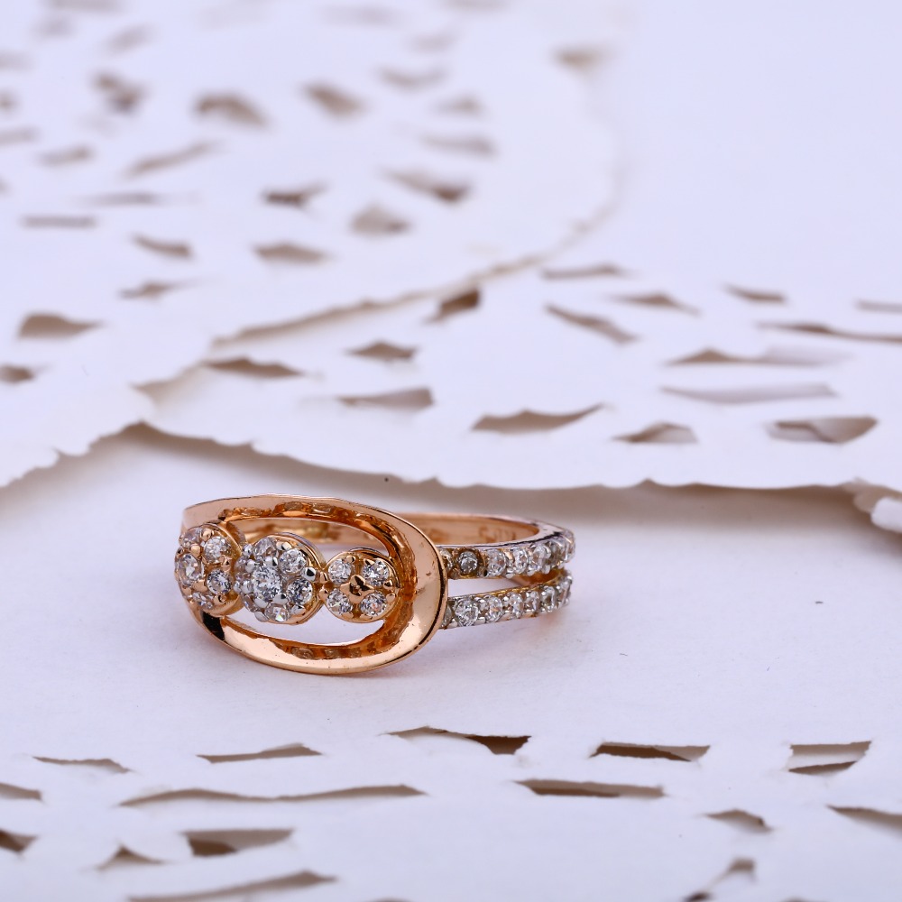 750 CZ Rose Gold Classic Women's Ring RLR828