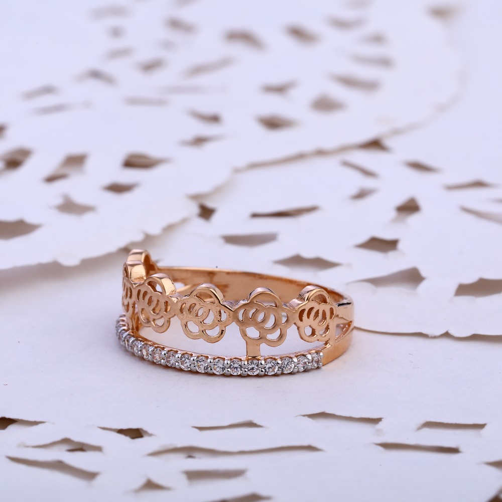 750 Rose Gold  Stylish CZ Ring RLR818