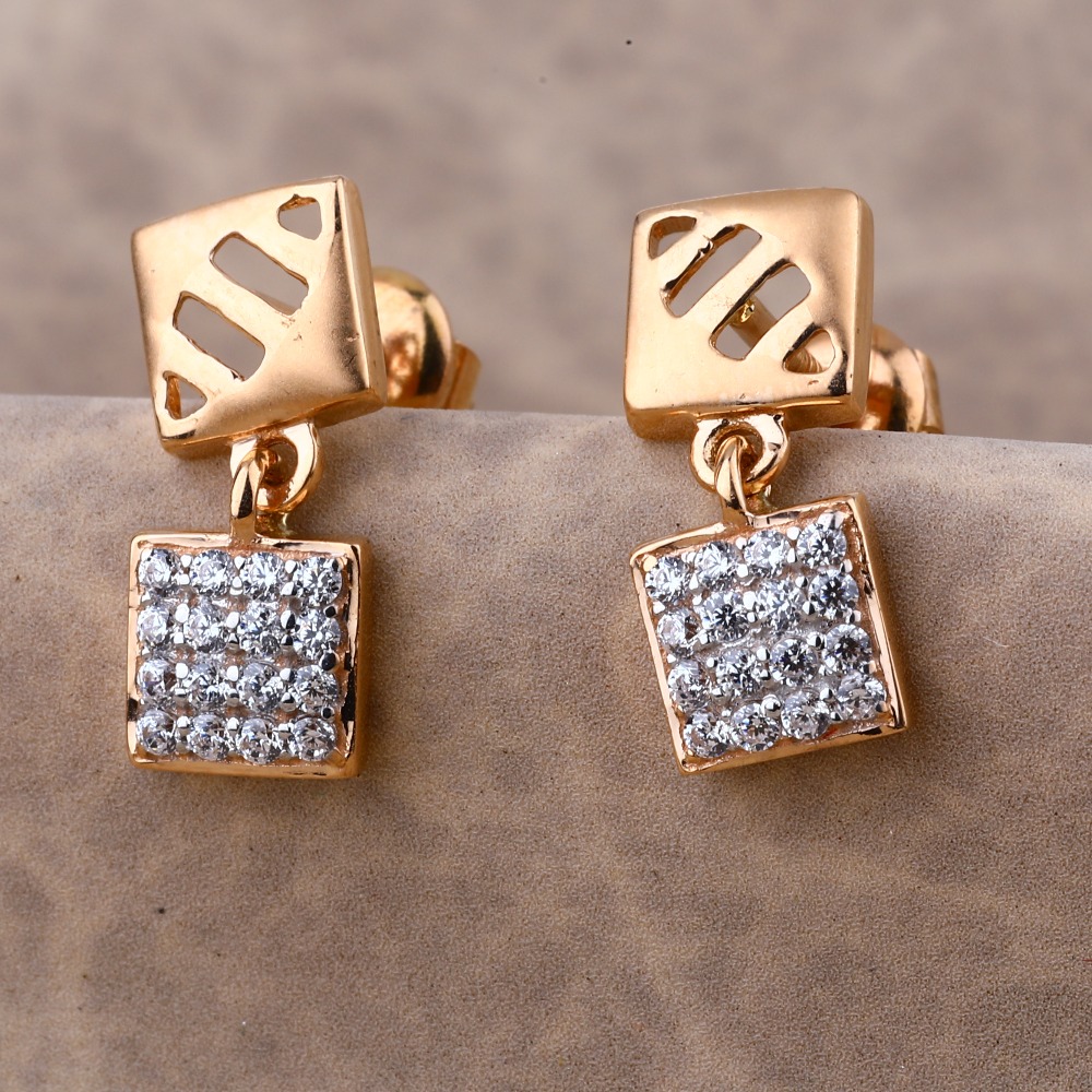 18CT  Rose Gold Stylish Hallmark Ladies Earring RE205