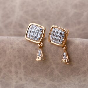 18CT  Rose Gold Fancy Hallmark Ladies Earring RE203