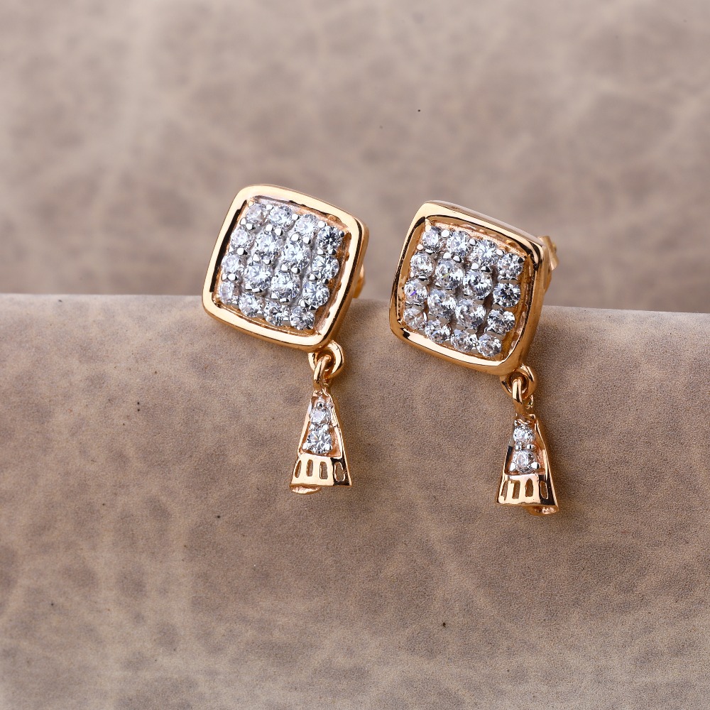 18CT  Rose Gold Fancy Hallmark Ladies Earring RE203