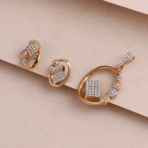 18KT Rose Gold Plain Classic Ladies Pendant Set RPS207