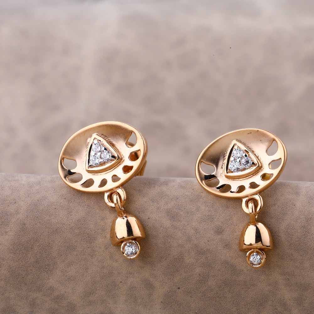 18CT  Rose Gold Designer Hallmark Ladies Earring RE200