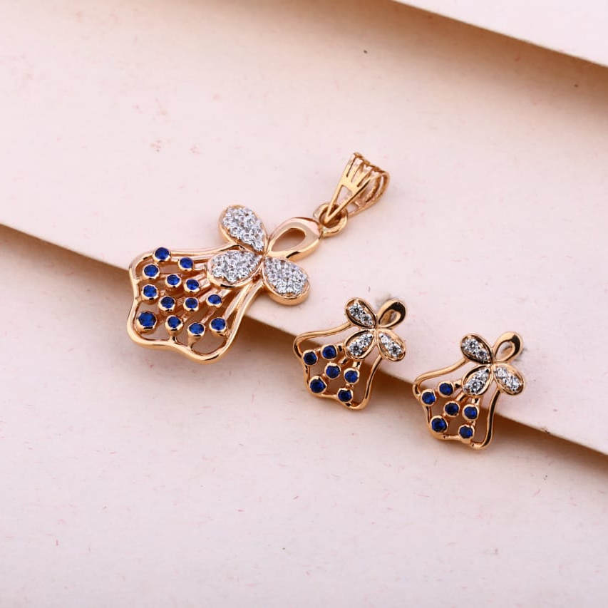 18KT Rose Gold Hallmark Designer Ladies Pendant Set RPS180