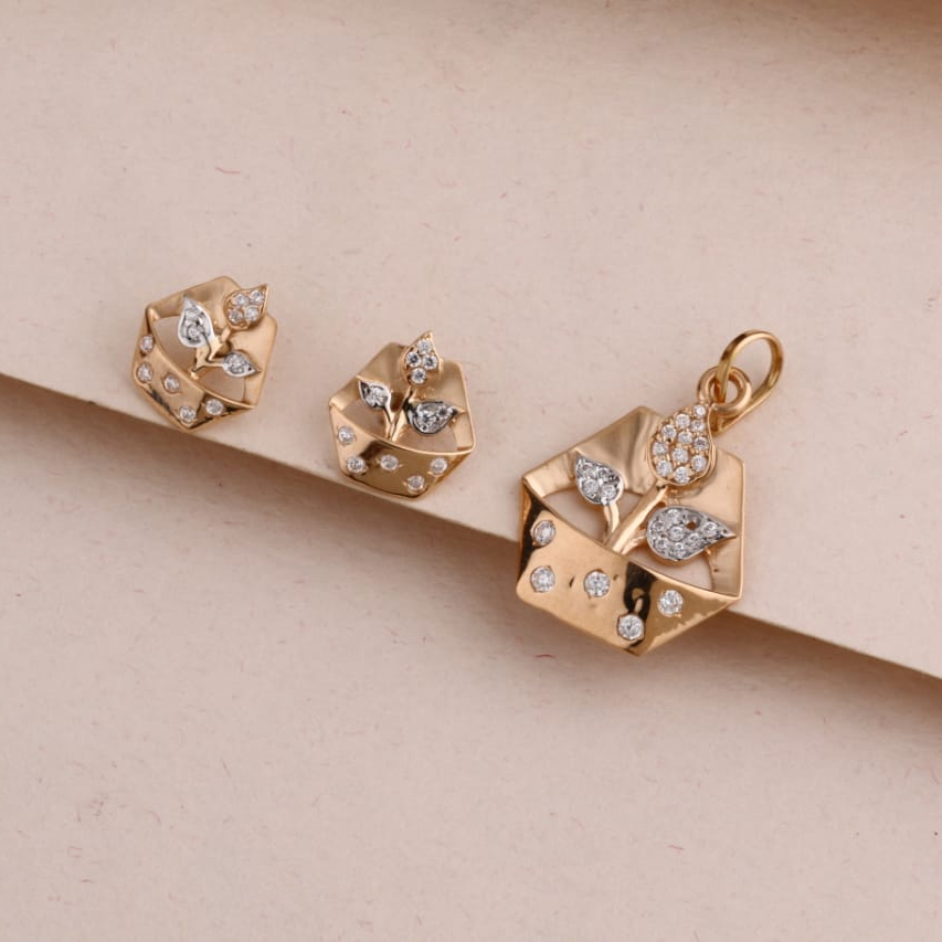 750 Rose Gold Ladies Classic Pendant Set RPS198