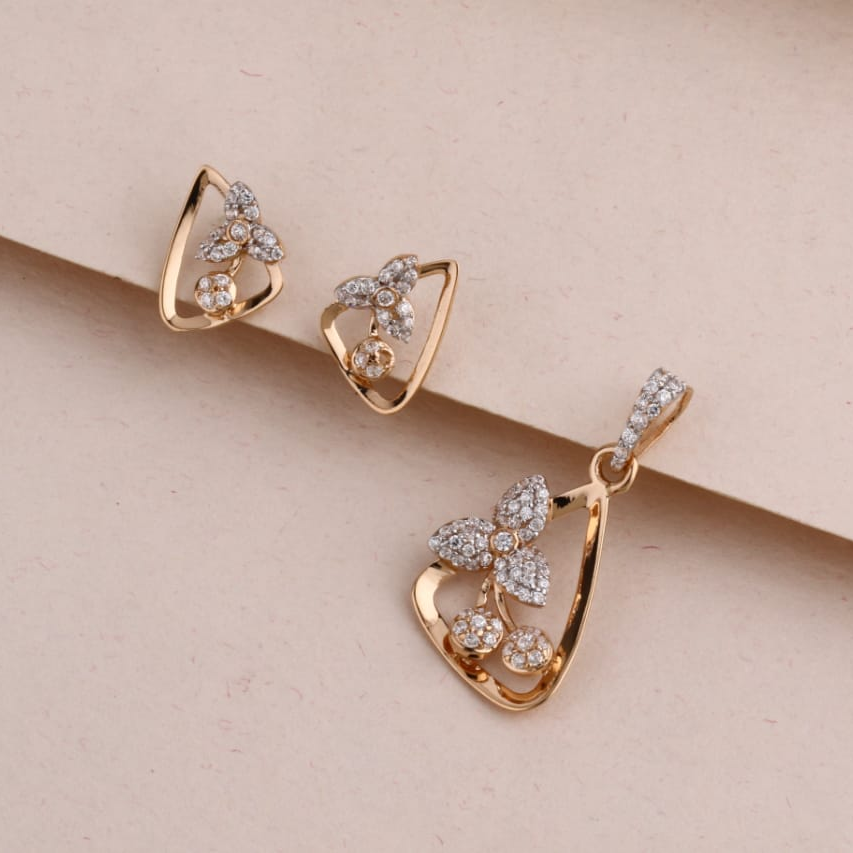 750 Rose Gold Ladies Delicate Pendant Set RPS203
