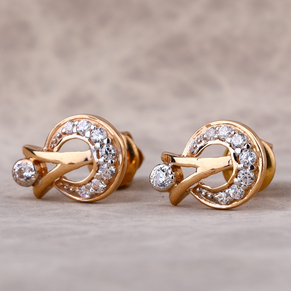18KT CZ Rose Gold Stylish Ladies Earring RE189