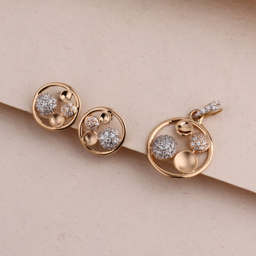 750 Rose Gold Ladies Stylish Pendant Set RPS204