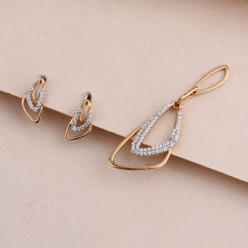 750 Rose Gold Ladies Designer Pendant Set RPS195