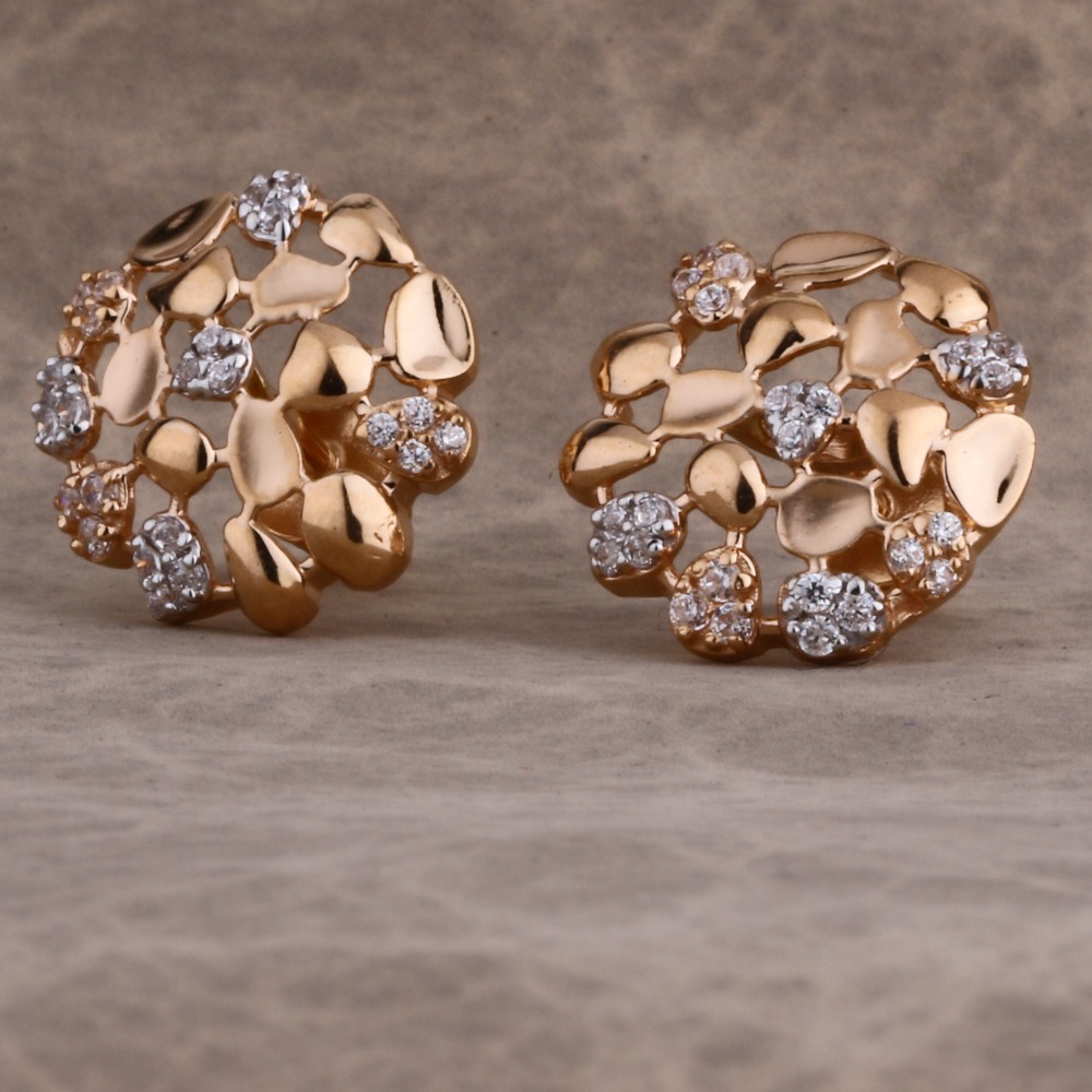750 Rose Gold Gorgeous  Women' CZ Earring RE237