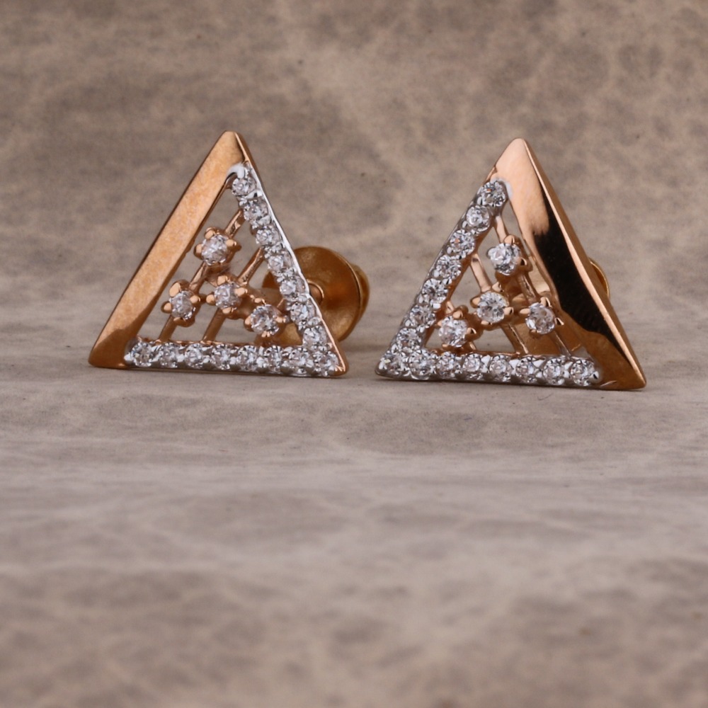 750 Rose Gold Stylish  Women' CZ Earring RE236