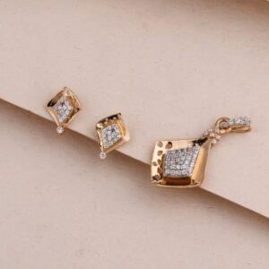 750 Rose Gold Cz Hallmark Designer Pendant Set RPS187