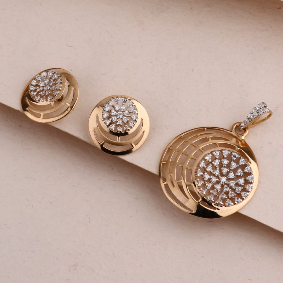 750 Rose Gold Cz Hallmark Pendant Set RPS185